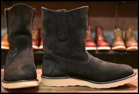 【9E 良品 09年】レッドウィング 8177 黒スエード ペコス ブラック ラフアウト プルオン ブーツ redwing pecos HOPESMORE