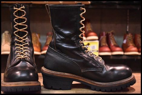 【8.5D 良品 PT91プリント 96年】レッドウィング 2218 ロガー 黒 ブラッククローム スチールトゥ 編み上げ ブーツ redwing HOPESMORE