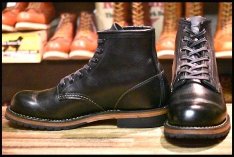 【6D 美品 19年】レッドウィング 9414 ベックマン 黒 ブラック フェザーストーン プレーントゥ 編み上げ ブーツ redwing HOPESMORE