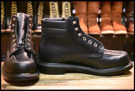 【10E 箱付 未使用 23年】レッドウィング 8133 スーパーソール ブラッククローム 黒 モックトゥ 編み上げ ブーツ redwing HOPESMORE