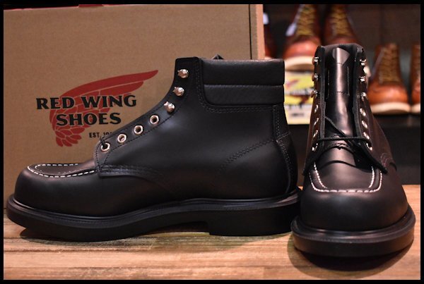 【9E 箱付 未使用 23年】レッドウィング 8133 スーパーソール ブラッククローム 黒 モックトゥ 編み上げ ブーツ redwing HOPESMORE