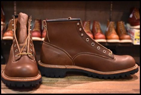 【11D 未使用 09年】レッドウィング 2936 ビブラム ラインマン ブラウン 茶 ラグソール LTT レースアップ ブーツ redwing HOPESMORE