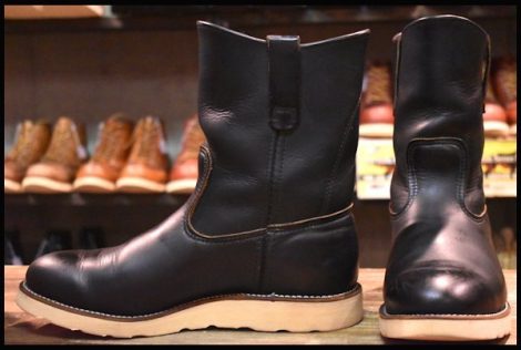 【8E 良品 羽タグ 97年】レッドウィング 8169 ペコス 黒 ブラッククローム プルオン クッションソール ブーツ redwing pecos HOPESMORE