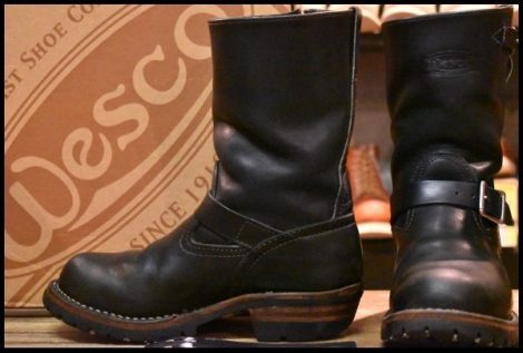 【7.5E 箱付 中古 12年】WESCO ウエスコ カスタムボス ブラック 黒 9インチハイト ビブラム100シングル プルオン ブーツ BOSS HOPESMORE