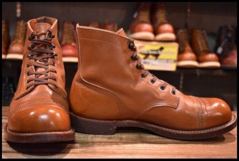 【9D 良品 13年】レッドウィング 8011 アイアンレンジ マンソン 茶 ホワイト アッシュセトラー キャップトゥ ブーツ redwing HOPESMORE