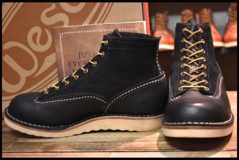 【7.5E 美品 13年】WESCO ウエスコ ジョブマスターLTT ブラック×ブラックラフアウト 黒スエード 編み上げ ビブラム ブーツ HOPESMORE