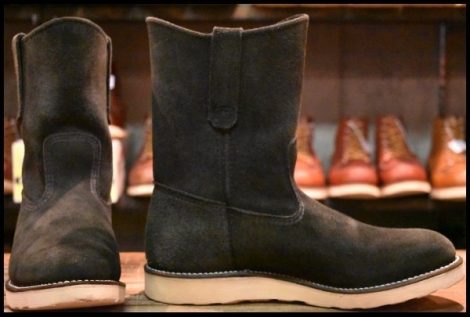 【8E 良品 09年】レッドウィング 8177 黒スエード ペコス ブラック ラフアウト プルオン ブーツ redwing pecos HOPESMORE