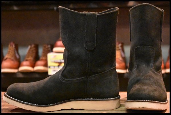 【8E 良品 09年】レッドウィング 8177 黒スエード ペコス ブラック ラフアウト プルオン ブーツ redwing pecos HOPESMORE