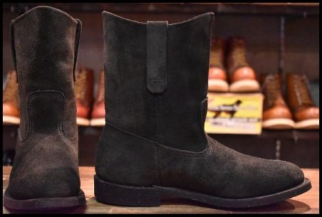 【7.5D 箱付 美品 08年】レッドウィング 8186 黒スエード ペコス ブラック ラフアウト ブーツ redwing pecos HOPESMORE