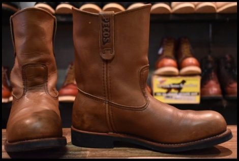 【7.5EEE 良品 10年】レッドウィング 966 ペコス 茶 ブラウン スチールトゥ プルオン ブーツ redwing HOPESMORE