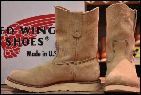 【8E 箱付 美品 羽タグ 98年】レッドウィング 8168 スエード ペコス タン ラフアウト ベージュ ブーツ redwing pecos HOPESMORE