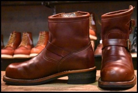 【8? 良品 黒タグ】Chippewa チペワ ショートエンジニア 7インチハイト コードバン スチールトゥ ビブラム プルオン ブーツ HOPESMORE