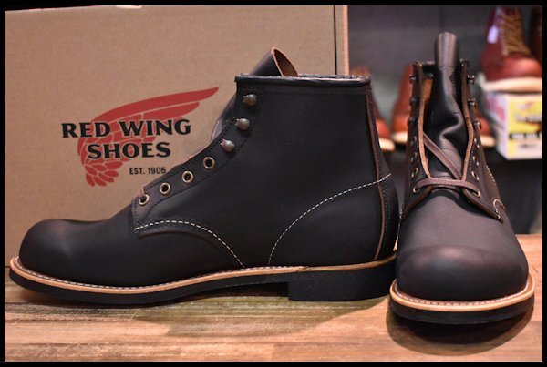 【9.5D 箱付 未使用 23年】レッドウィング 3345 ブラックスミス 黒 プレーリー プレーントゥ レースアップ ブーツ redwing HOPESMORE