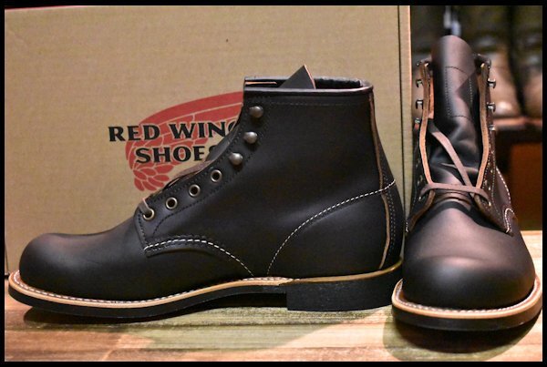 【8.5D 箱付 未使用 23年】レッドウィング 3345 ブラックスミス 黒 プレーリー プレーントゥ レースアップ ブーツ redwing HOPESMORE