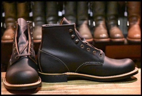 【8.5D 箱付 未使用 23年】レッドウィング 3345 ブラックスミス 黒 プレーリー プレーントゥ レースアップ ブーツ redwing HOPESMORE