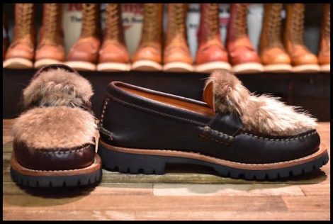 【8.5E 良品】YUKETEN ユケテン Penny Loafer ペニーローファー Beaver Hair ビーバー ワックスブラウン 毛皮 短靴 ブーツ HOPESMORE