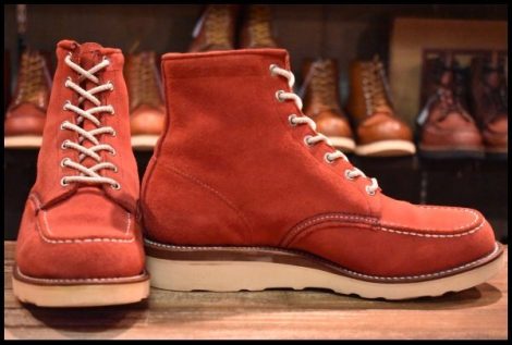 【8.5E 良品 白タグ】Chippewa チペワ 編み上げブーツ 赤スエード レッド ラフアウト ビブラム4014 レースアップ HOPESMORE