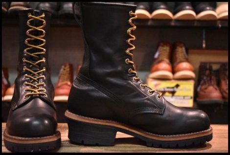 【8D 良品 07年】レッドウィング 2218 ロガー 黒 ブラッククローム スチールトゥ 編み上げ レースアップ ブーツ redwing HOPESMORE