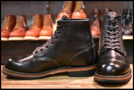 【6D 美品 19年】レッドウィング 9414 ベックマン 黒 ブラック フェザーストーン プレーントゥ 編み上げ ブーツ redwing HOPESMORE