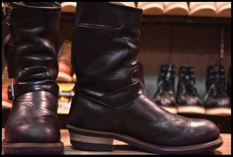 【8.5D 中古 PT91プリント】レッドウィング 8270 ナイフポケット エンジニア ブラック 黒 スチールトゥ ブーツ redwing HOPESMORE