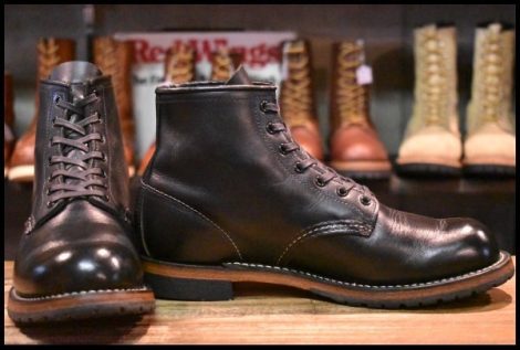 【8D 箱付 美品 18年】レッドウィング 9414 ベックマン 黒 ブラック フェザーストーン プレーントゥ ブーツ 9014 redwing HOPESMORE