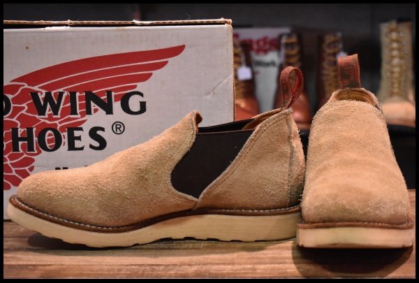 【7.5E 良品 90’S】レッドウィング 8148 スエード サイドゴア タン ラフアウト ローカット 短靴 ベージュ ブーツ redwing HOPESMORE