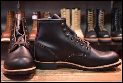 【9D 箱付 未使用 24年】レッドウィング 3345 ブラックスミス 黒 プレーリー プレーントゥ レースアップ ブーツ redwing HOPESMORE