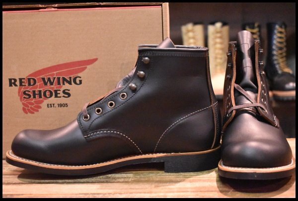 【9D 箱付 未使用 24年】レッドウィング 3345 ブラックスミス 黒 プレーリー プレーントゥ レースアップ ブーツ redwing HOPESMORE