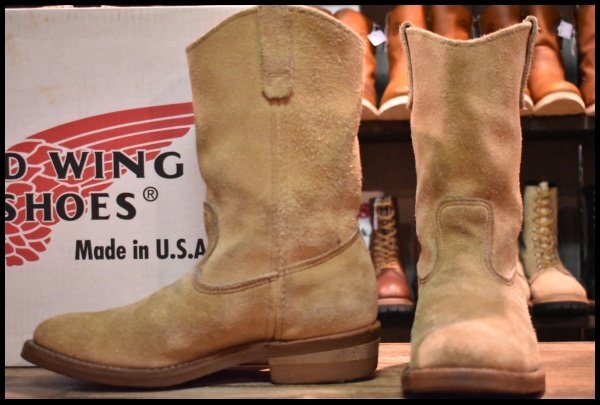 【8D 良品 羽タグ 98年】レッドウィング 8156 スエード ペコス ブーツ タン ラフアウト redwing pecos HOPESMORE