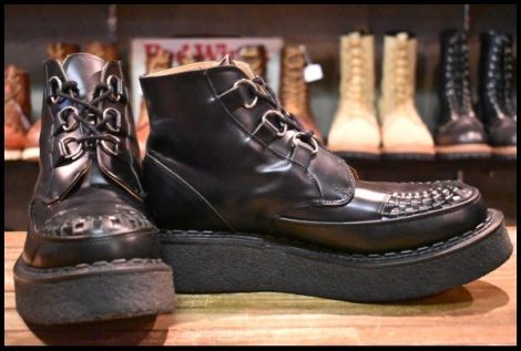 【UK9 良品】GEORGE COX ジョージコックス 13327 VI Sole SKIPTON BOOT ラバーソール ブラックレザー 黒 ブーツ ギブソン HOPESMORE