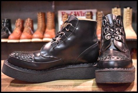 【UK9 良品】GEORGE COX ジョージコックス 13327 VI Sole SKIPTON BOOT ラバーソール ブラックレザー 黒 ブーツ ギブソン HOPESMORE