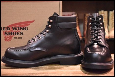 【7.5E 箱付 美品 19年】レッドウィング 8133 スーパーソール 黒 ブラッククローム モックトゥ レースアップ ブーツ redwing HOPESMORE