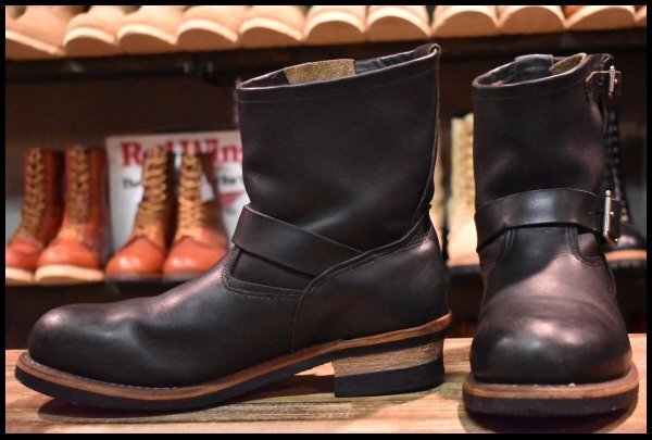 【10D 良品 07年】レッドウィング 8182 ショート エンジニア 黒 ブラック ハーネス スチールトゥ ブーツ redwing 2976 HOPESMORE