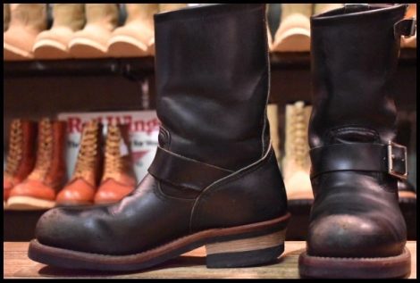 【5.5D 良品 10年】レッドウィング 2268 エンジニア 黒 ブラッククローム スチールトゥ ブーツ redwing HOPESMORE