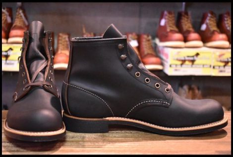 【9.5D 箱付 未使用 23年】レッドウィング 3345 ブラックスミス 黒 プレーリー プレーントゥ レースアップ ブーツ redwing HOPESMORE