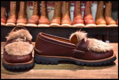 【8.5E 箱付 良品】YUKETEN ユケテン Penny Loafer ペニーローファー Beaver Hair ビーバー ワックスレッド 毛皮 短靴 ブーツ HOPESMORE