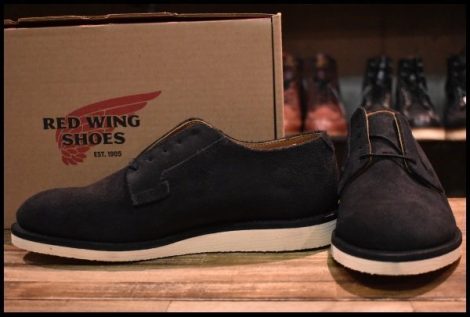 【9.5D 箱付 未使用 20年】レッドウィング 9112 黒スエード アニポストマン オックスフォード ラフアウト ブーツ redwing HOPESMORE