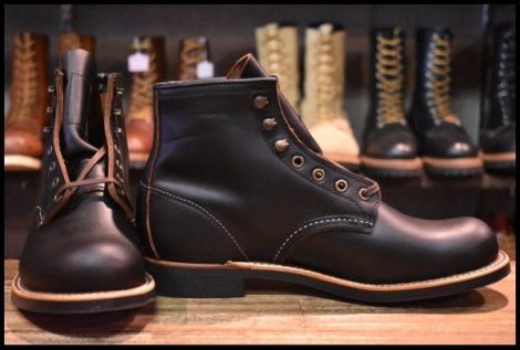 【7D 箱付 未使用 24年】レッドウィング 3345 ブラックスミス 黒 プレーリー プレーントゥ レースアップ ブーツ redwing HOPESMORE