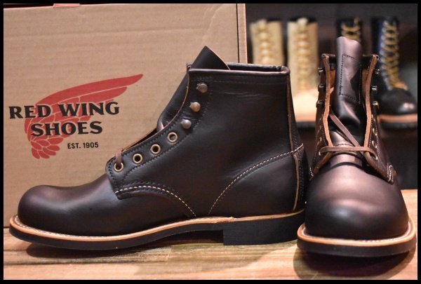 【7D 箱付 未使用 24年】レッドウィング 3345 ブラックスミス 黒 プレーリー プレーントゥ レースアップ ブーツ redwing HOPESMORE