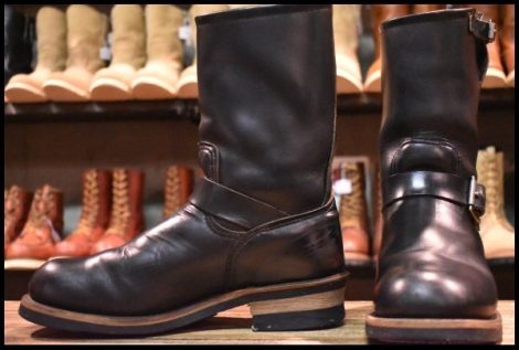 【8D 良品 PT91プリント】レッドウィング 2268 エンジニア 黒 ブラッククローム スチールトゥ ブーツ redwing HOPESMORE