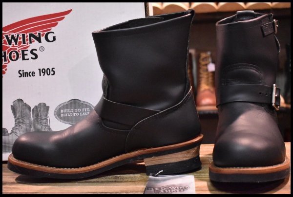 【9D 箱付 美品 09年】レッドウィング 2976 ショート エンジニア 黒 ブラッククローム スチールトゥ ブーツ redwing HOPESMORE