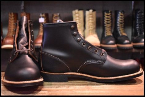 【8.5D 箱付 未使用 24年】レッドウィング 3345 ブラックスミス 黒 プレーリー プレーントゥ レースアップ ブーツ redwing HOPESMORE