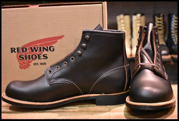 【8.5D 箱付 未使用 24年】レッドウィング 3345 ブラックスミス 黒 プレーリー プレーントゥ レースアップ ブーツ redwing HOPESMORE