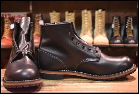 【9D 未使用 16年】レッドウィング 9014 ベックマン 黒 ブラック フェザーストーン プレーントゥ 編み上げ ブーツ redwing HOPESMORE