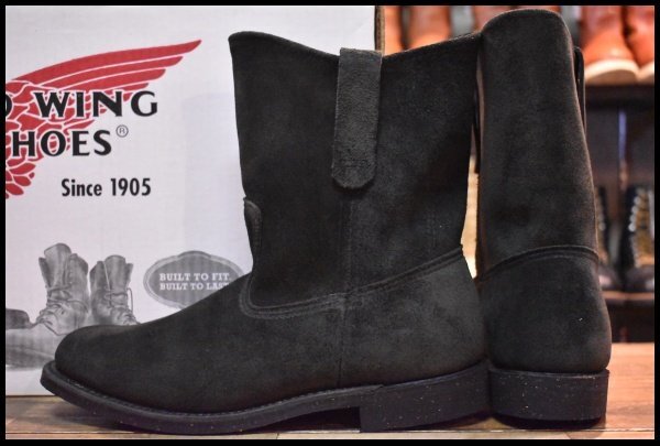 【8.5D 箱付 未使用 07年】レッドウィング 8186 黒スエード ペコス ブラック ラフアウト プルオン redwing pecos ブーツ  HOPESMORE