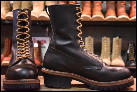 【9D 良品 PT91プリントEH】レッドウィング 2218 ロガー 黒 ブラック スチールトゥ 編み上げ ブーツ redwing HOPESMORE