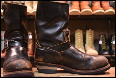 【9.5D ジャンク】レッドウィング 9268 エンジニア 黒 ブラック クローンダイク スチールトゥ ブーツ redwing HOPESMORE