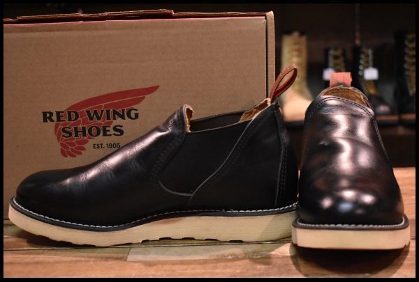 【6.5E 箱付 美品】レッドウィング 8142 ロメオ サイドゴア 黒 ブラッククローム ローカット 短靴 ブーツ redwing HOPESMORE