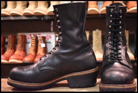 【9.5D 良品 07年】レッドウィング 2218 ロガー 黒 ブラッククローム レースアップ ロング ブーツ redwing HOPESMORE