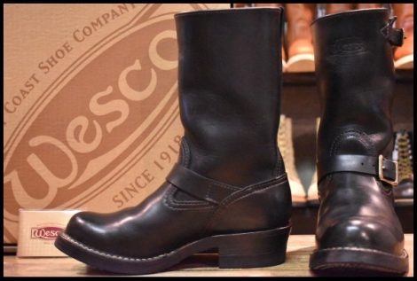 【7.5E 箱付 良品 12年】WESCO ウエスコ カスタムボス 10インチハイト ブラック 黒 ビブラム430シングル エンジニア ブーツ BOSS HOPESMORE